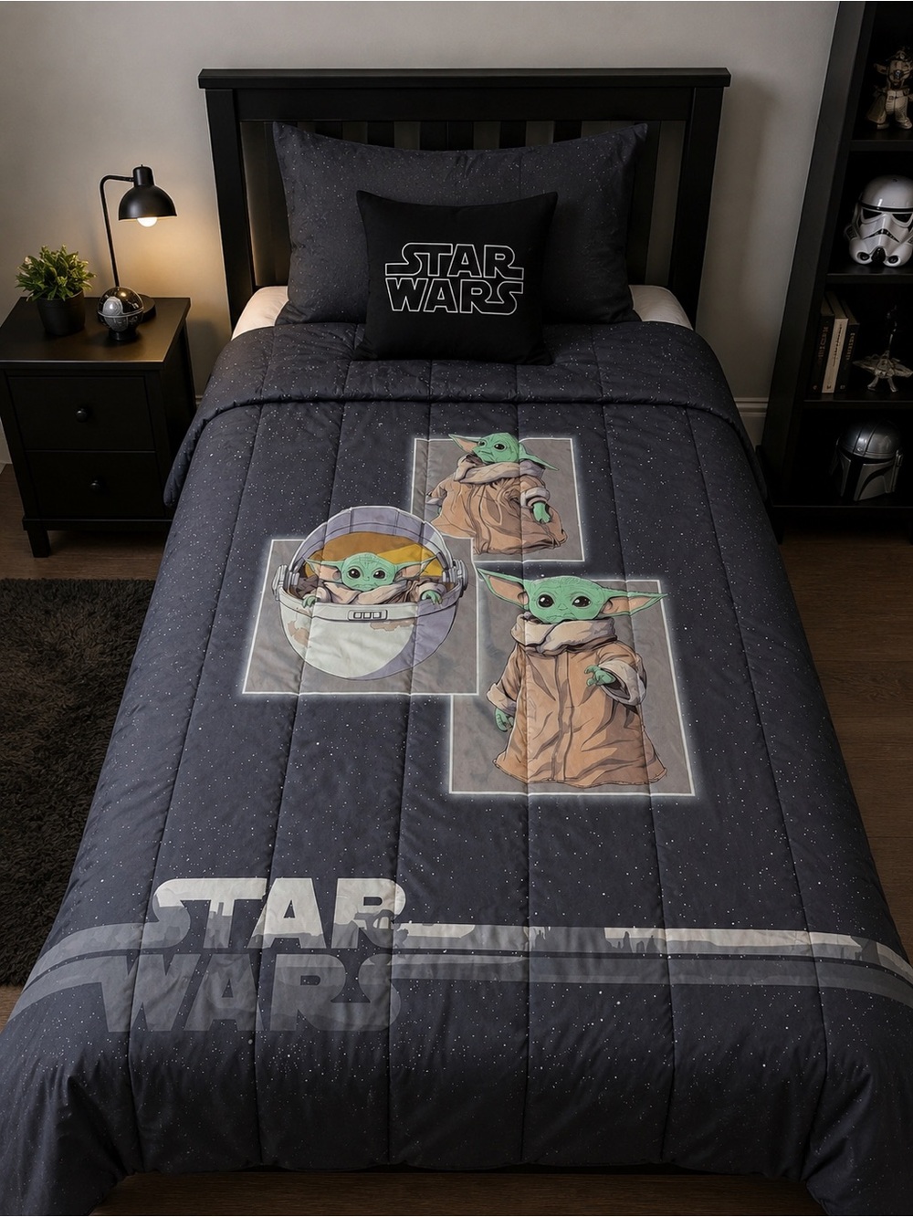 Star Wars Grogu Baby Yoda Twin Comforter Reversible Kids Bedding Gender Neutral